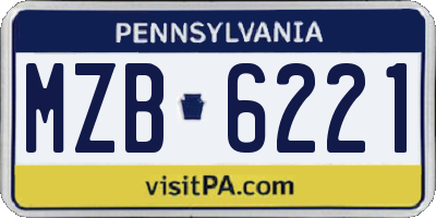 PA license plate MZB6221