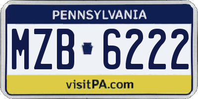 PA license plate MZB6222