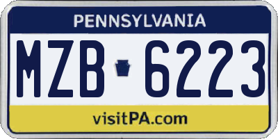 PA license plate MZB6223