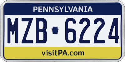PA license plate MZB6224