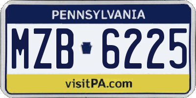 PA license plate MZB6225