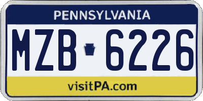 PA license plate MZB6226