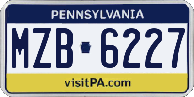 PA license plate MZB6227