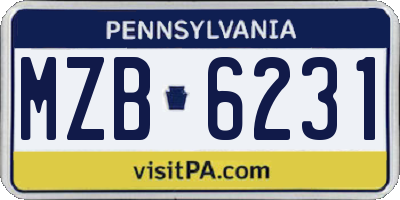 PA license plate MZB6231