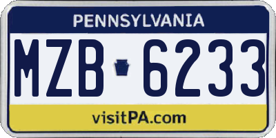 PA license plate MZB6233