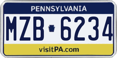 PA license plate MZB6234