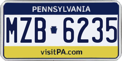 PA license plate MZB6235