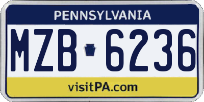PA license plate MZB6236