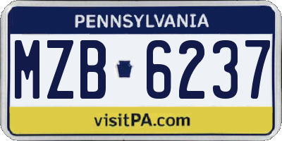 PA license plate MZB6237