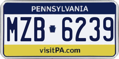 PA license plate MZB6239