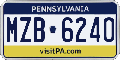 PA license plate MZB6240
