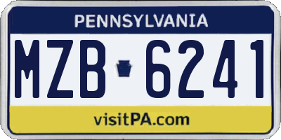 PA license plate MZB6241