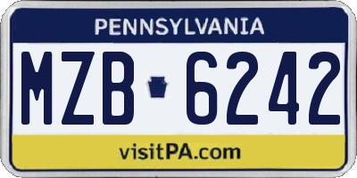 PA license plate MZB6242