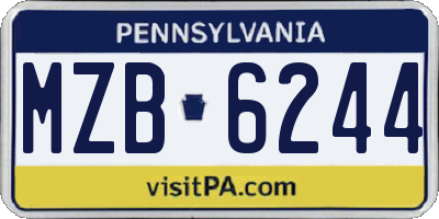 PA license plate MZB6244