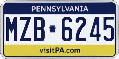 PA license plate MZB6245