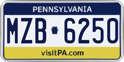 PA license plate MZB6250