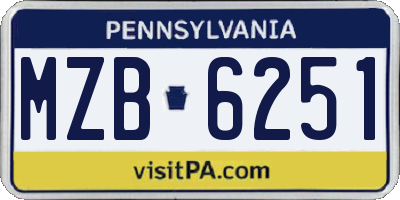PA license plate MZB6251