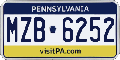PA license plate MZB6252