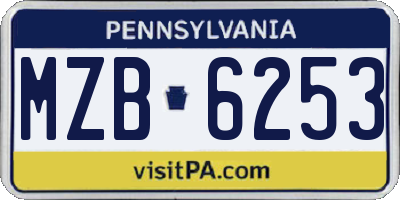 PA license plate MZB6253