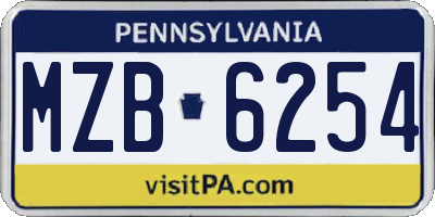 PA license plate MZB6254