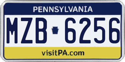PA license plate MZB6256