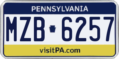 PA license plate MZB6257