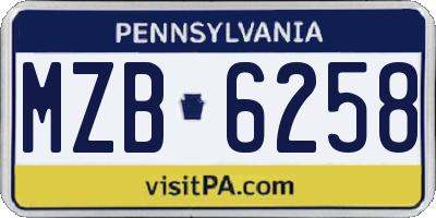 PA license plate MZB6258
