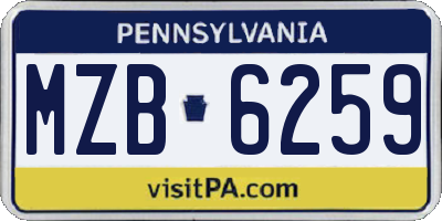 PA license plate MZB6259