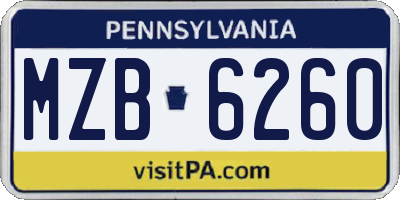 PA license plate MZB6260
