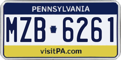 PA license plate MZB6261