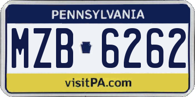 PA license plate MZB6262