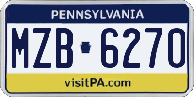 PA license plate MZB6270