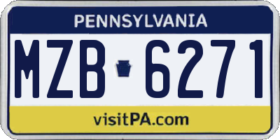 PA license plate MZB6271