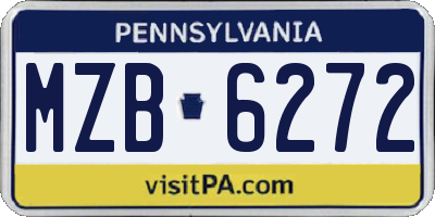 PA license plate MZB6272