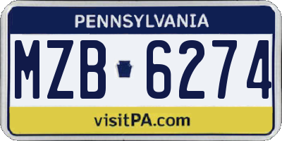 PA license plate MZB6274