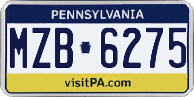 PA license plate MZB6275