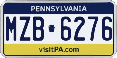 PA license plate MZB6276