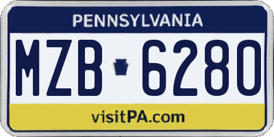 PA license plate MZB6280