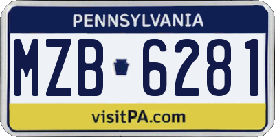 PA license plate MZB6281