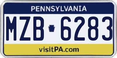 PA license plate MZB6283