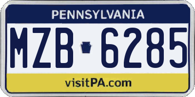 PA license plate MZB6285