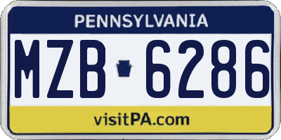 PA license plate MZB6286