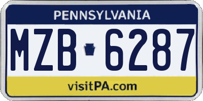 PA license plate MZB6287