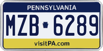 PA license plate MZB6289