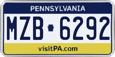 PA license plate MZB6292