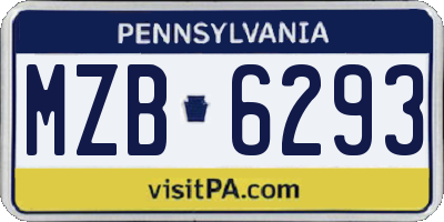 PA license plate MZB6293