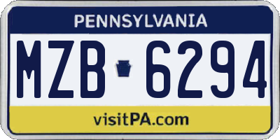 PA license plate MZB6294