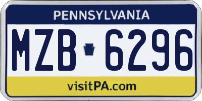 PA license plate MZB6296
