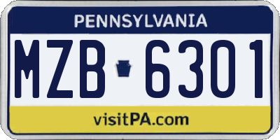 PA license plate MZB6301
