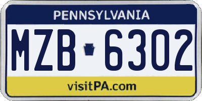 PA license plate MZB6302